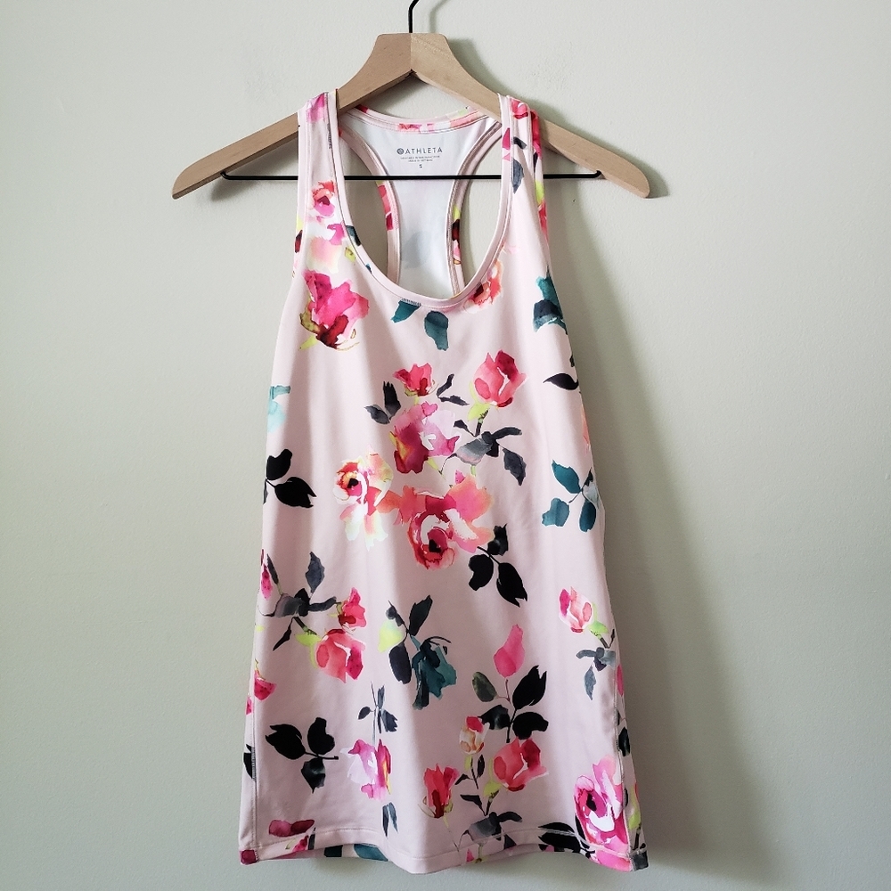 Athleta Shanti Tank Top Pink Floral Size Small - Picture 2 of 6